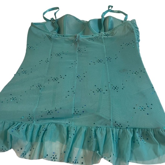 Y2k Victoria Secret Pretty Little Things Glitter Bustier Top Ruffle Hem Stretchy - Picture 5 of 9